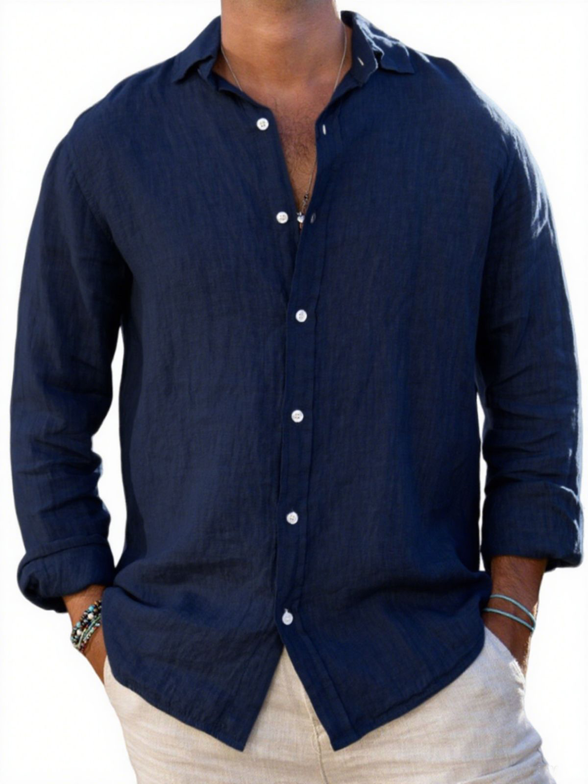 Men's Breathable Linen Casual Long-sleeved Shirt