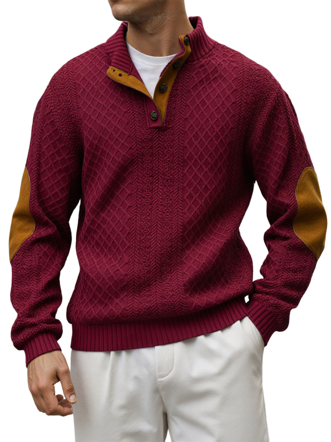Men's Retro Casual Stand Collar Jacquard Outdoor Sweatshirt