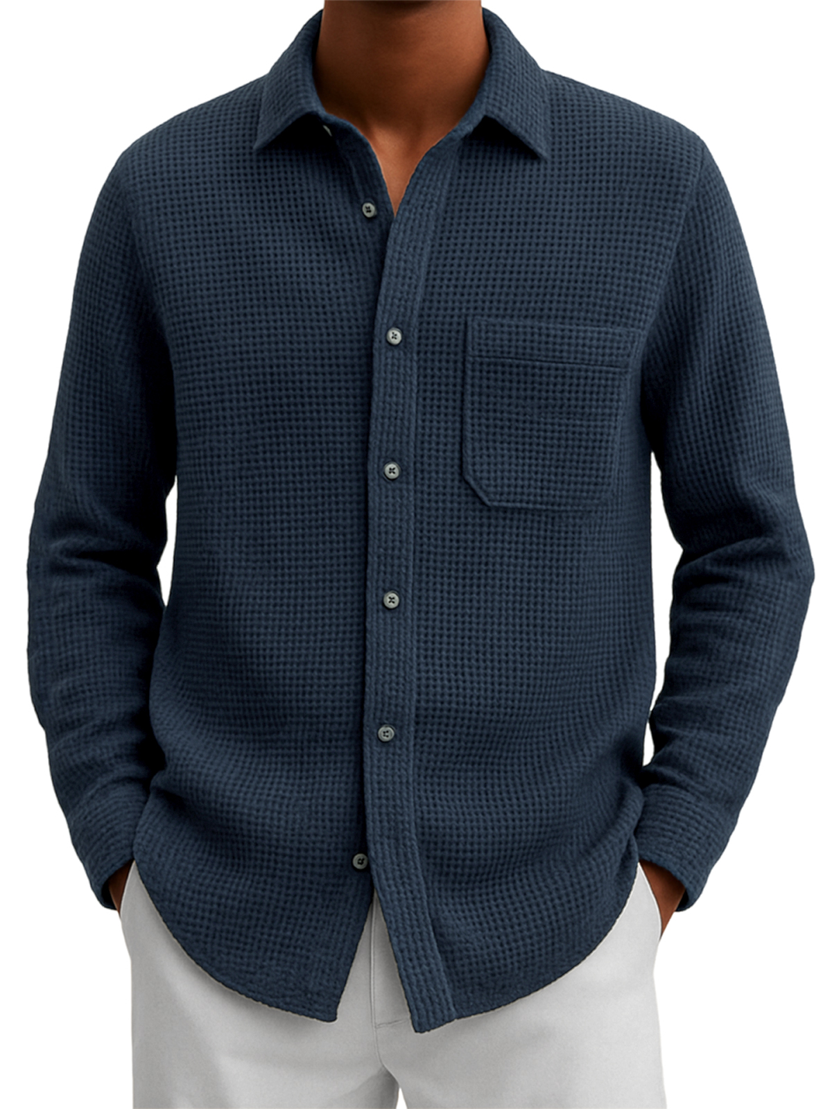 Men's Comfort Waffle Pocket Casual Shirt