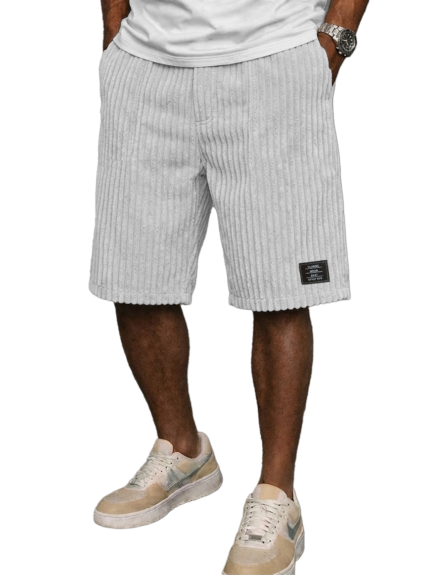 Men's Retro Corduroy Embroidered Logo Loose-fitting Shorts
