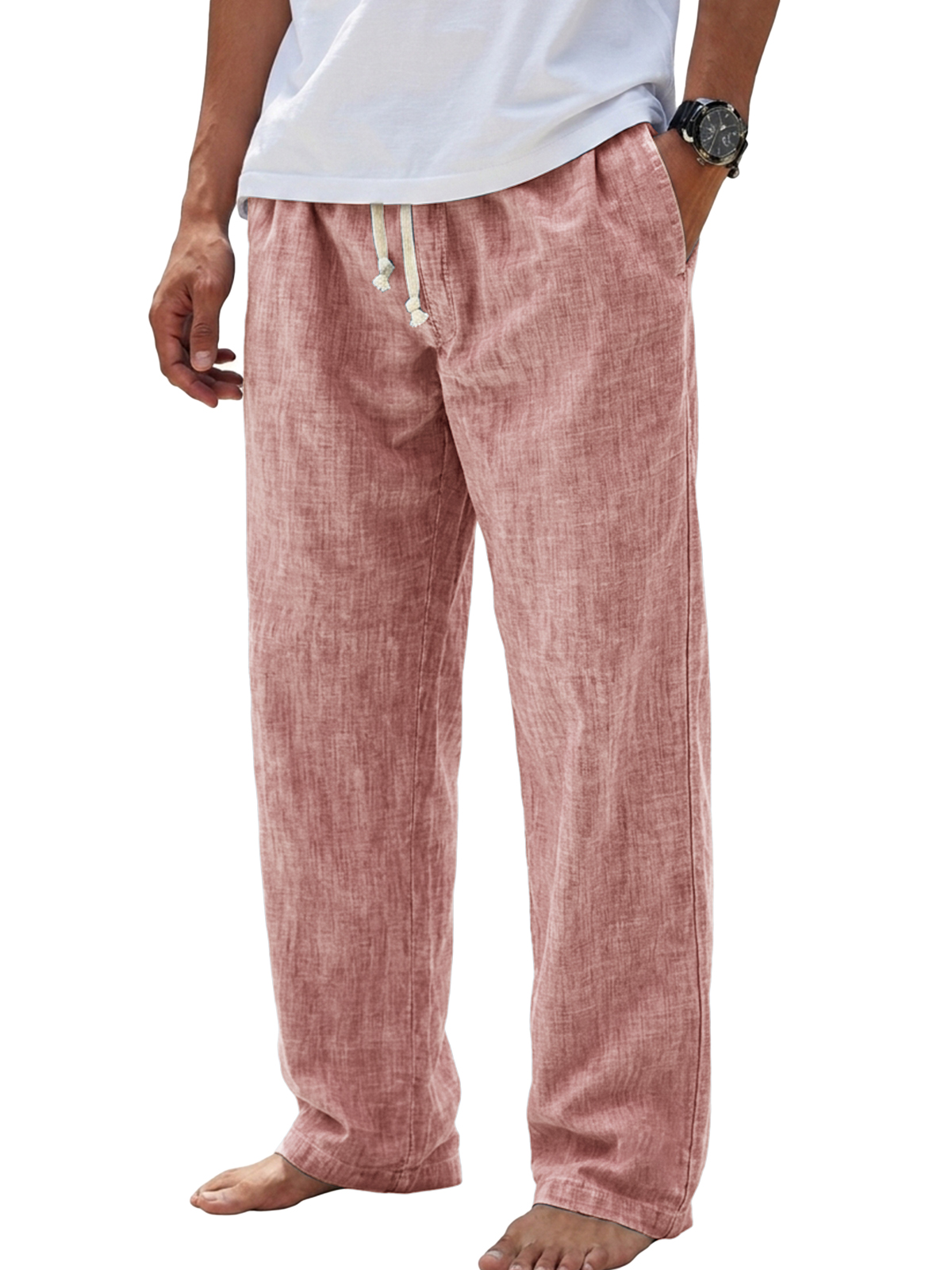 Casual Cotton-Linen Basic Trousers