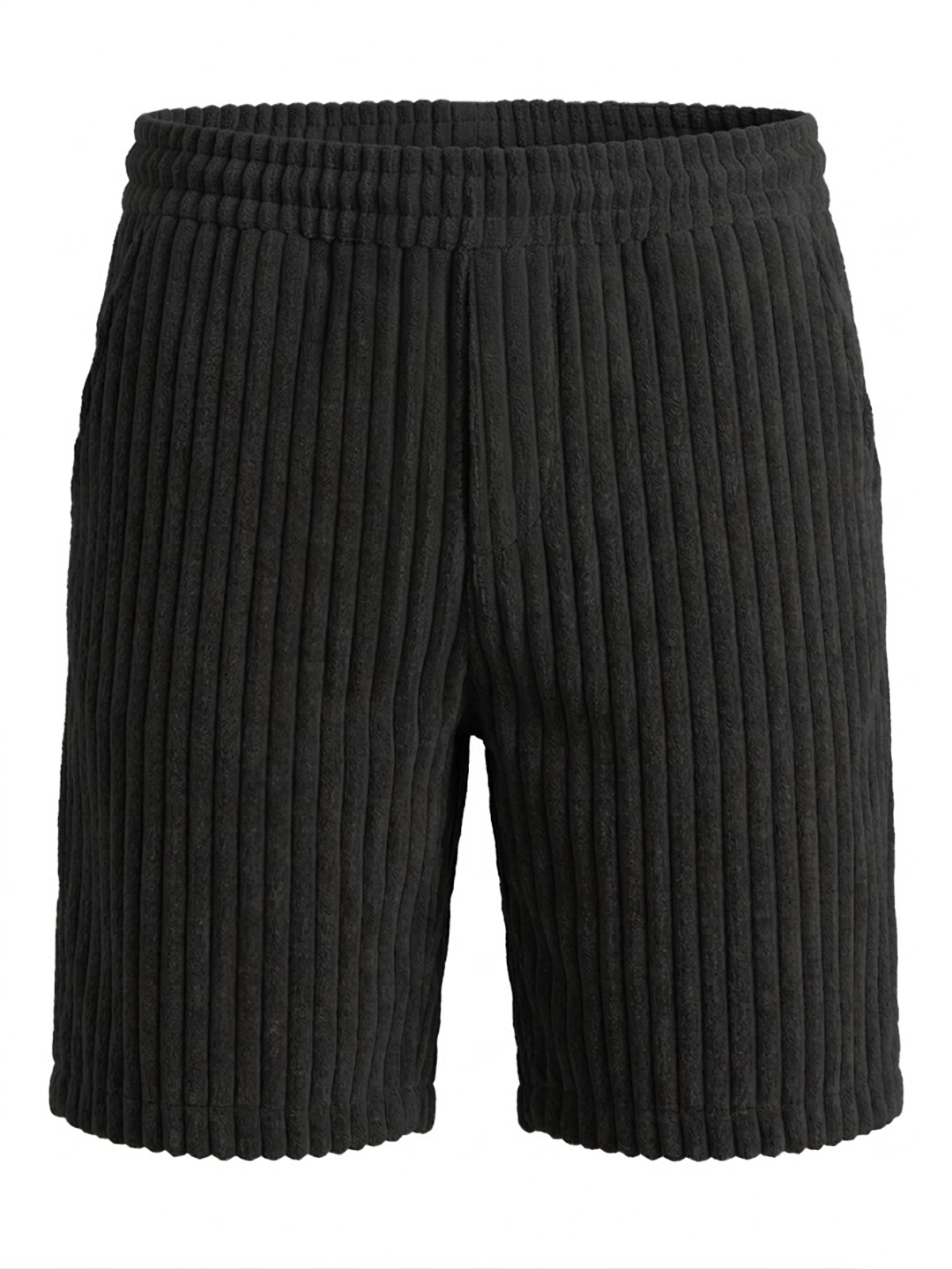 Men's Retro Solid Color Striped Casual Shorts with Embroidery
