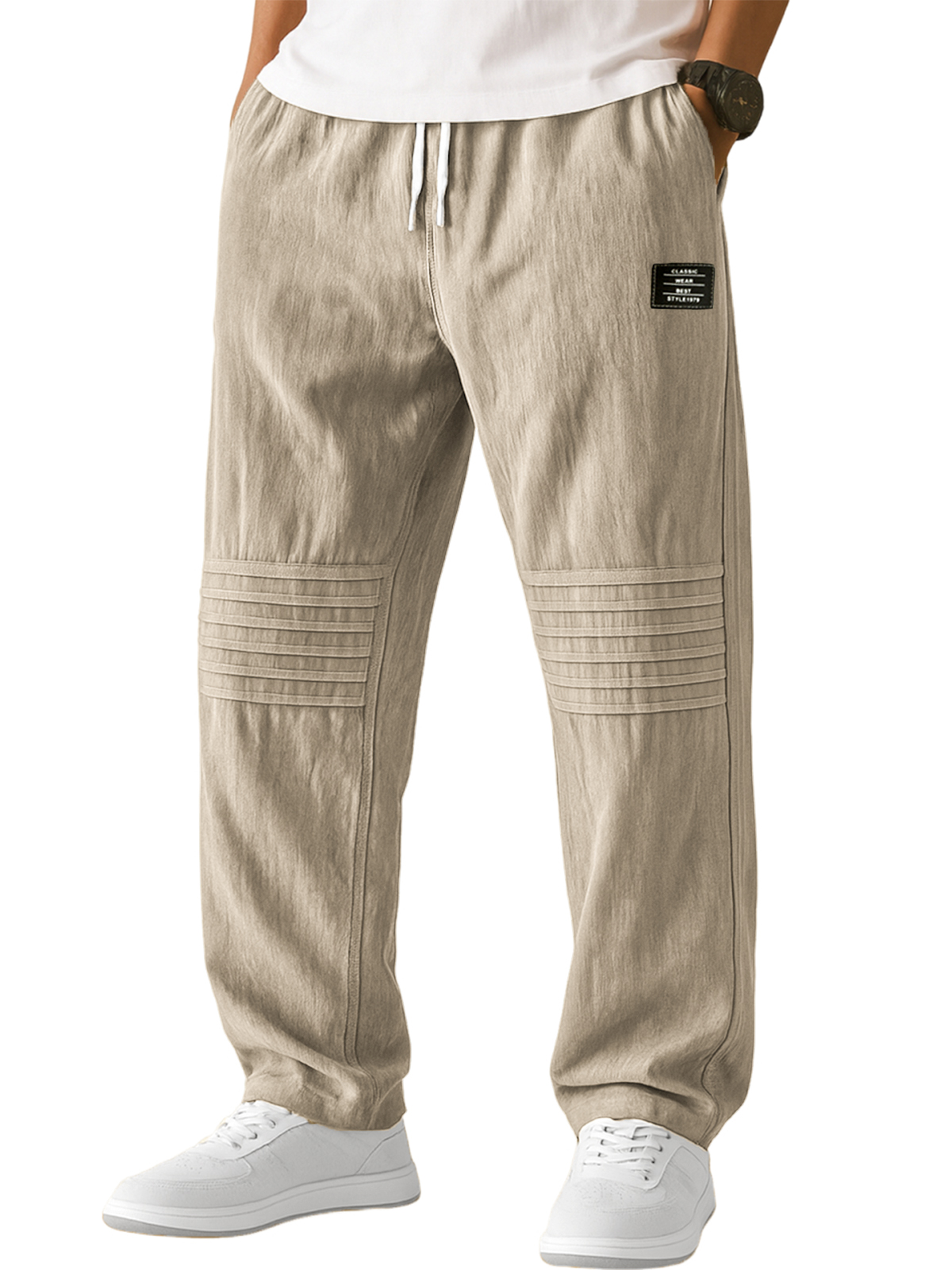 Men's Textured Pleated Casual Pants