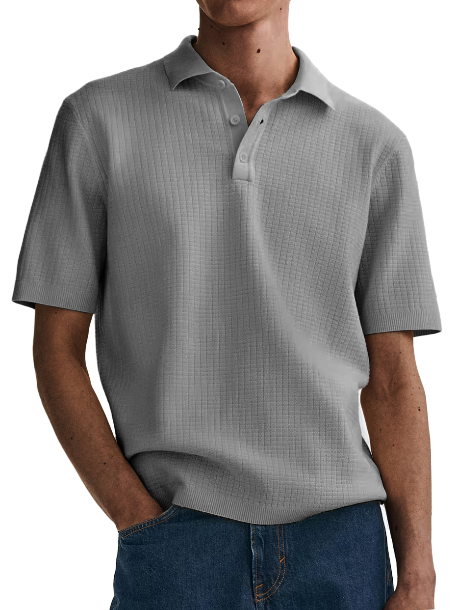 Men's Stylish High-Quality Waffle-Knit Casual Short-Sleeve Top