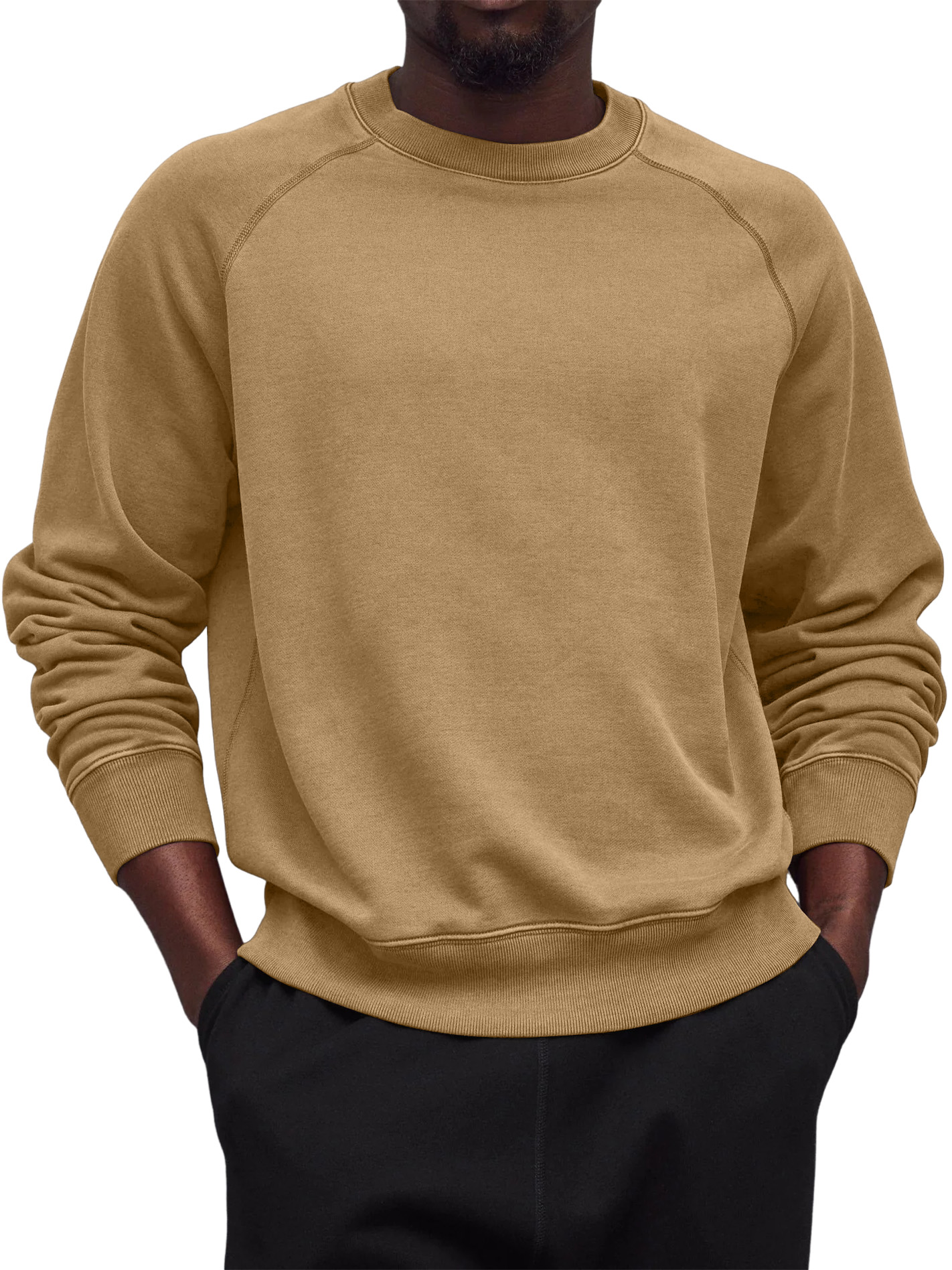 Men's Everyday Versatile Casual Raglan Sleeve Crew Neck Long-Sleeve Sweatshirt