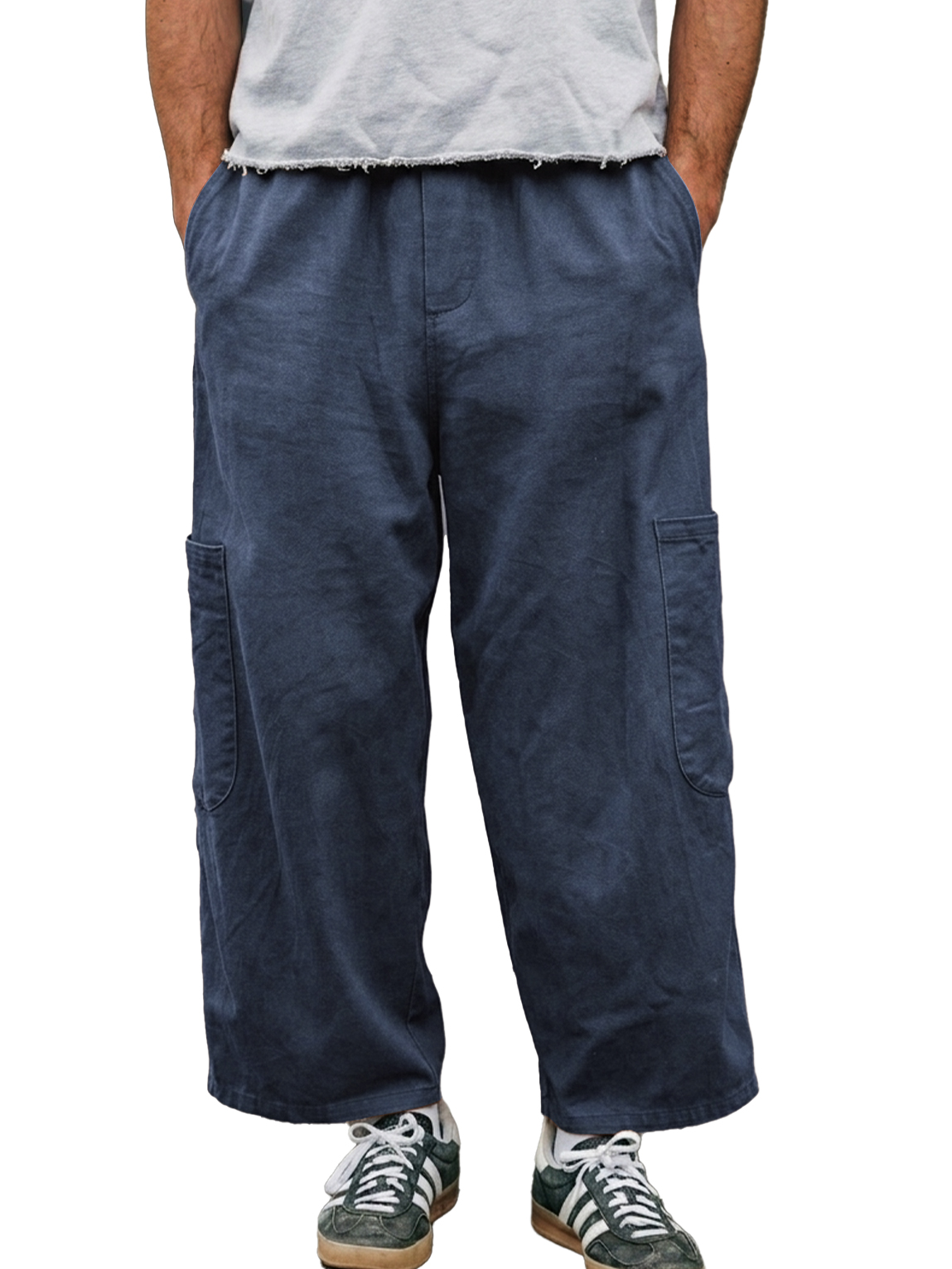 Men's Casual Breathable Cotton Linen Large Pocket Loose-fitting Comfortable Long Vacation Shorts