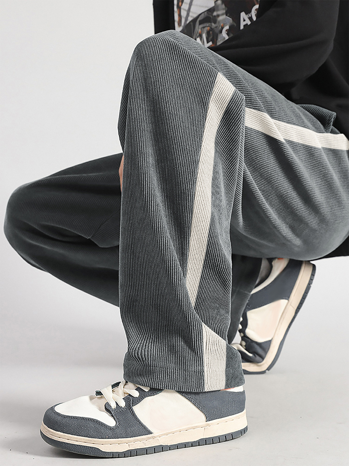 Corduroy Striped Loose Straight Casual Pants