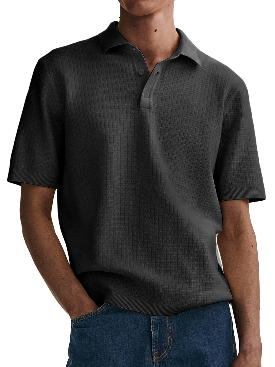 Men's Stylish High-Quality Waffle-Knit Casual Short-Sleeve Top
