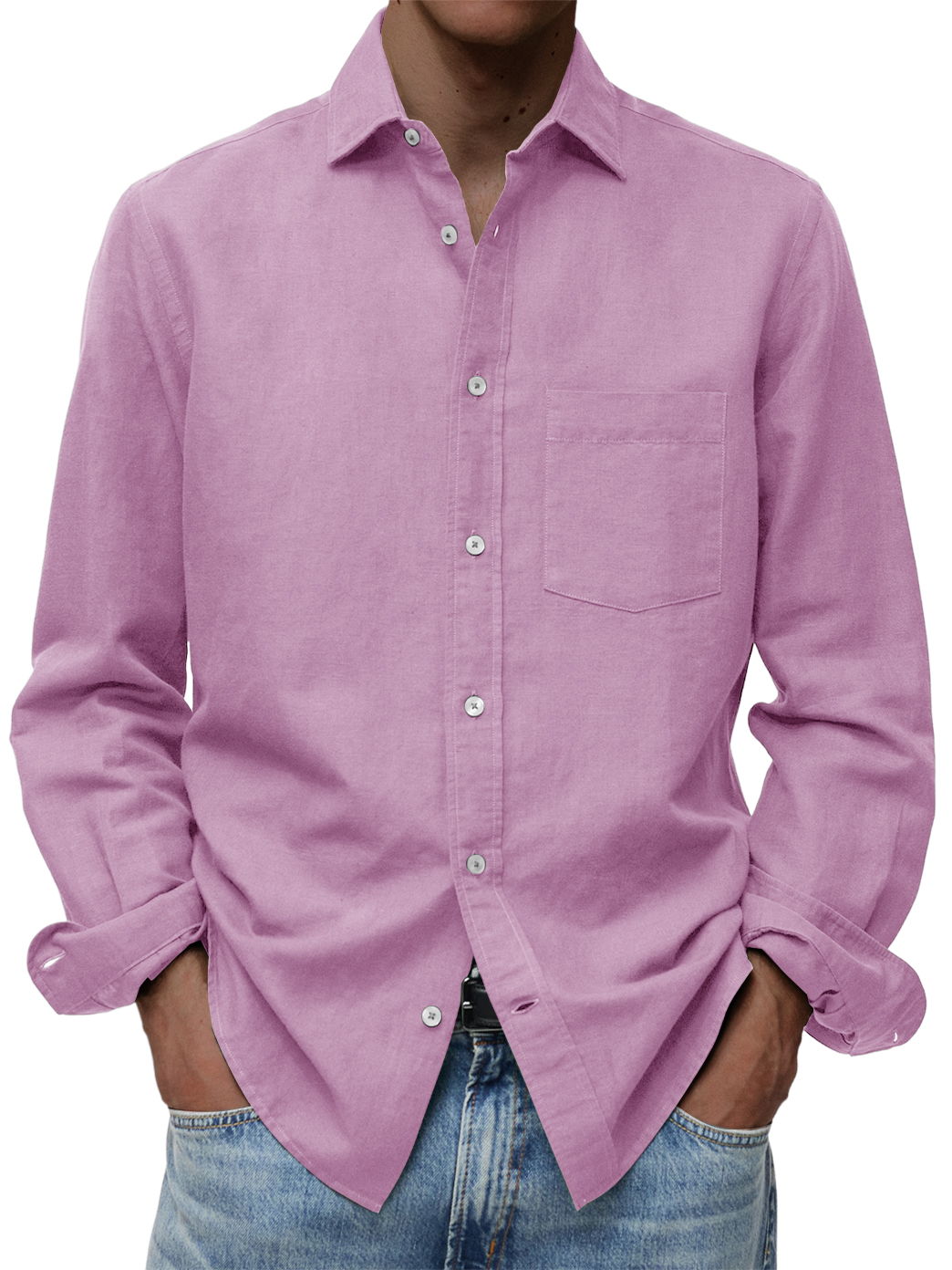 Men's Comfortable Casual Cotton Pocket Long-sleeved Shirt