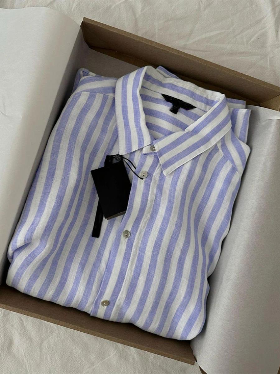 Men's Casual Cotton-Linen Striped Shirt