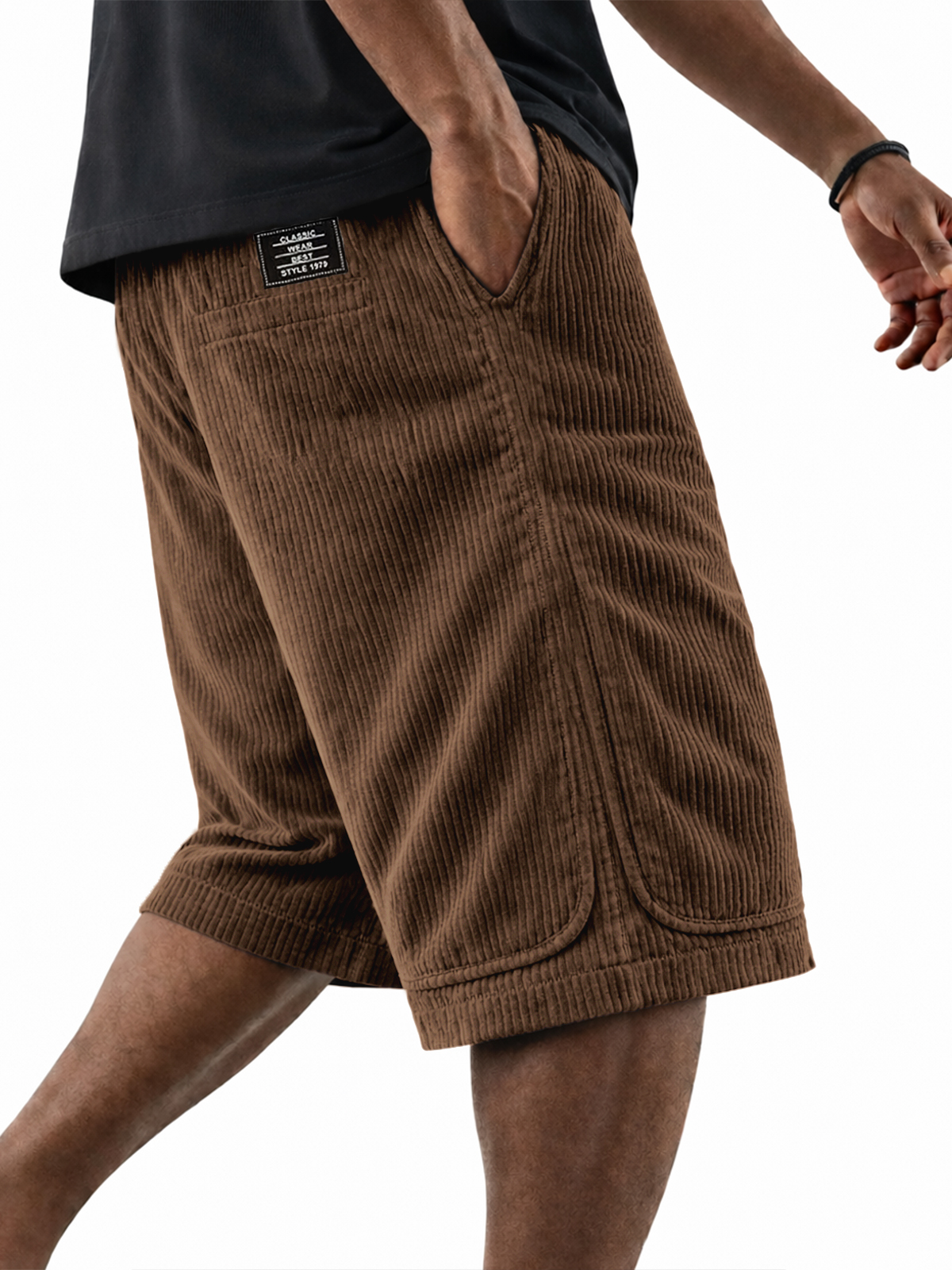 Classic Cord Patch Pocket Casual Shorts