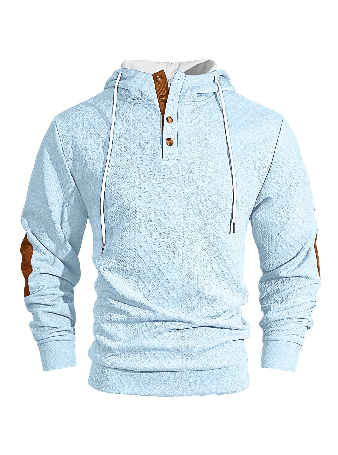Men's Fashion Jacquard Textured High Neck Hooded Sweatshirt