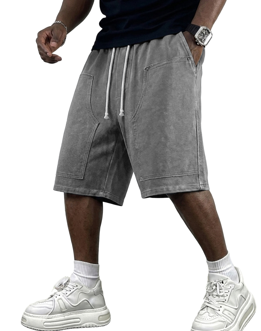 Men's Washed Patchwork Casual Cargo Shorts