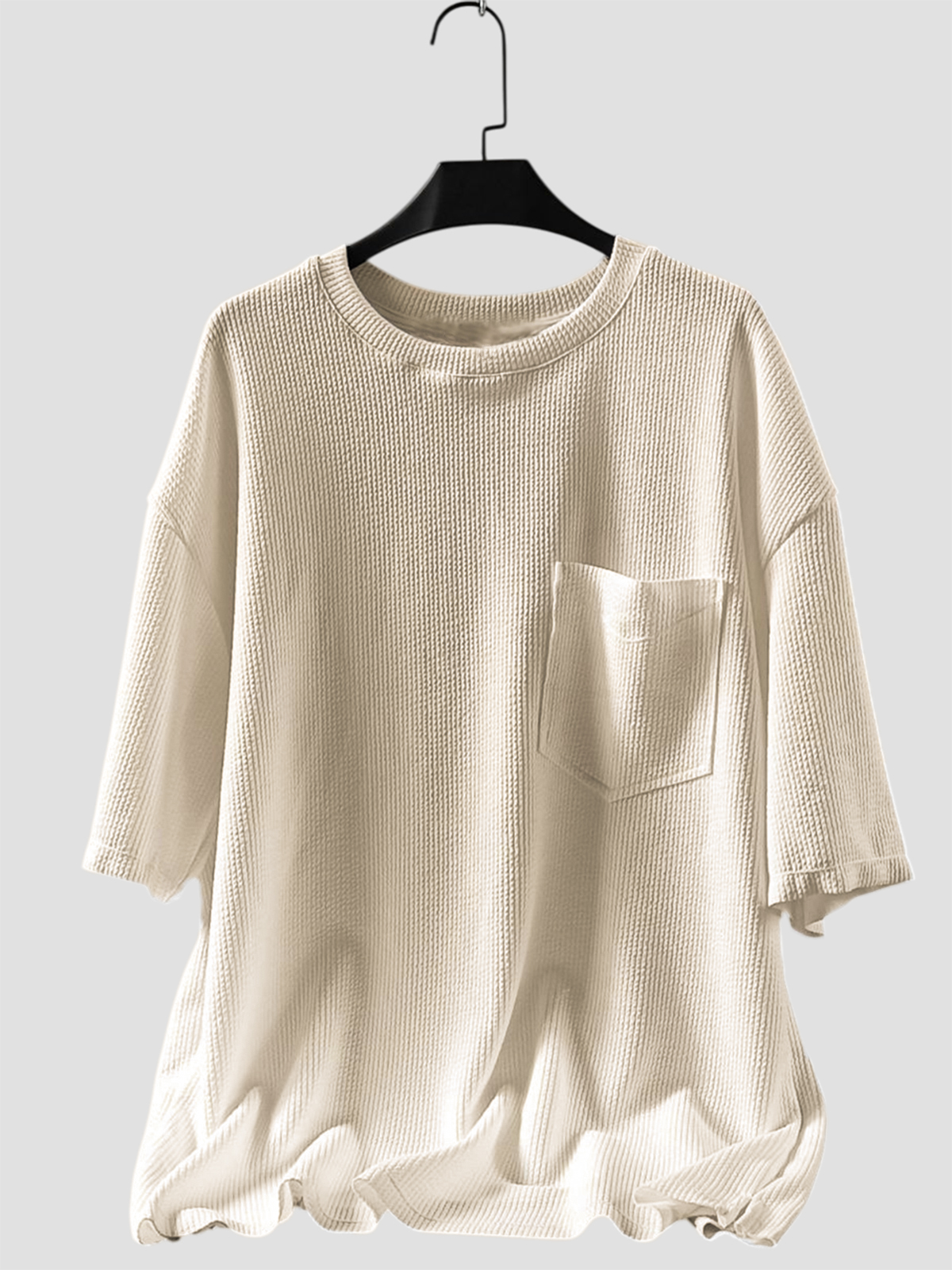 Men's Large Pocket Textured Jacquard Textured Short-sleeved T-shirt