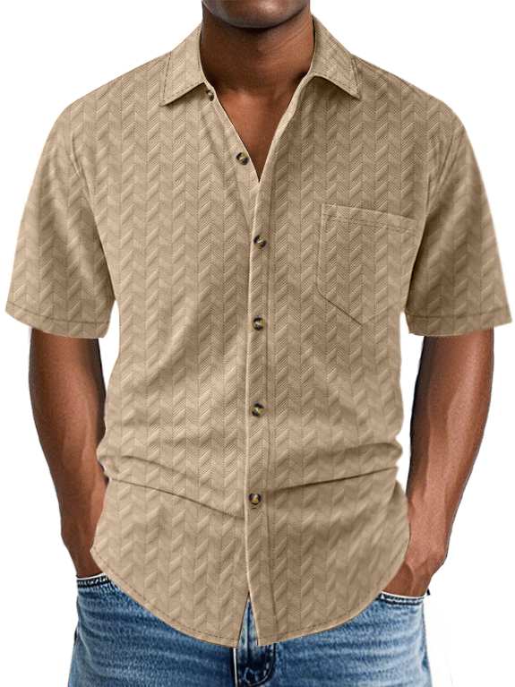 Men's Textured Comfortable Casual Loose Versatile Short-sleeved Shirt