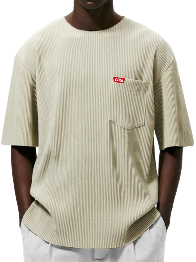 Men's Textured Striped Pocket Fashion Casual Short-sleeved T-shirt
