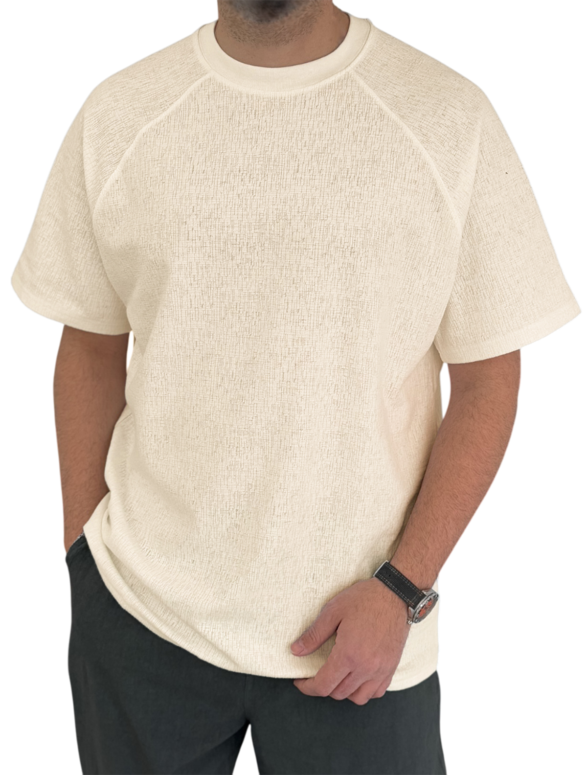 Men's Wrinkles Raglan Sleeve Daily Casual Short Sleeve T-shirt