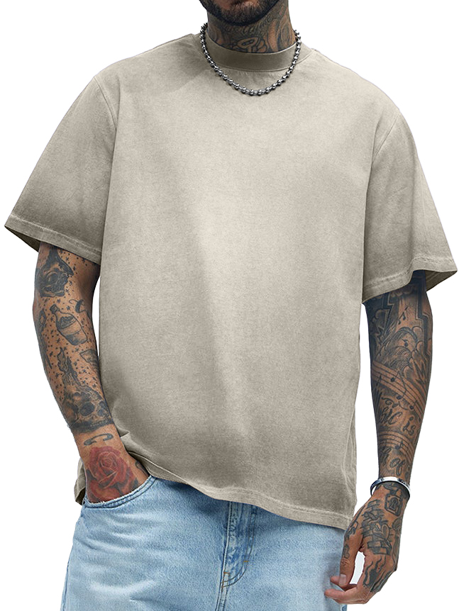 Men's Pure Cotton Gradient Washed Distressed Heavy-duty Short-sleeved T-shirt