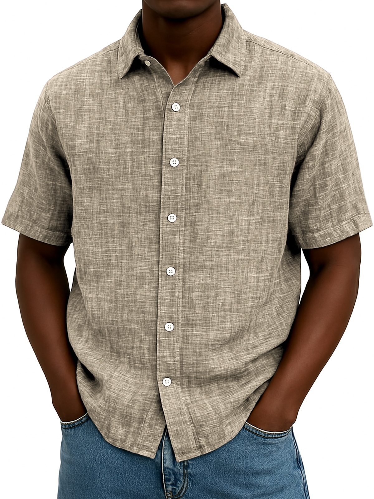 Men's Comfort Linen Loose Everyday Button Short Sleeve Shirt