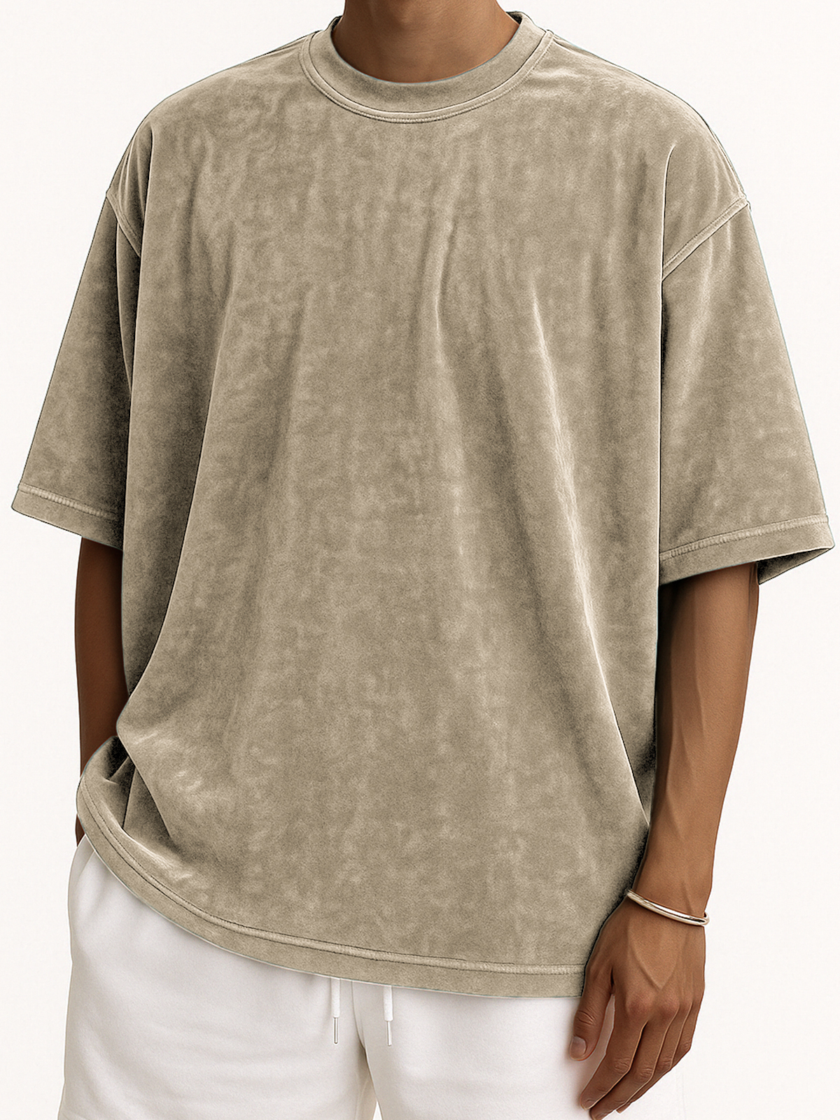 Men's Soft and Loose Velvet Stylish Textured Everyday Casual Short Sleeve T-Shirt