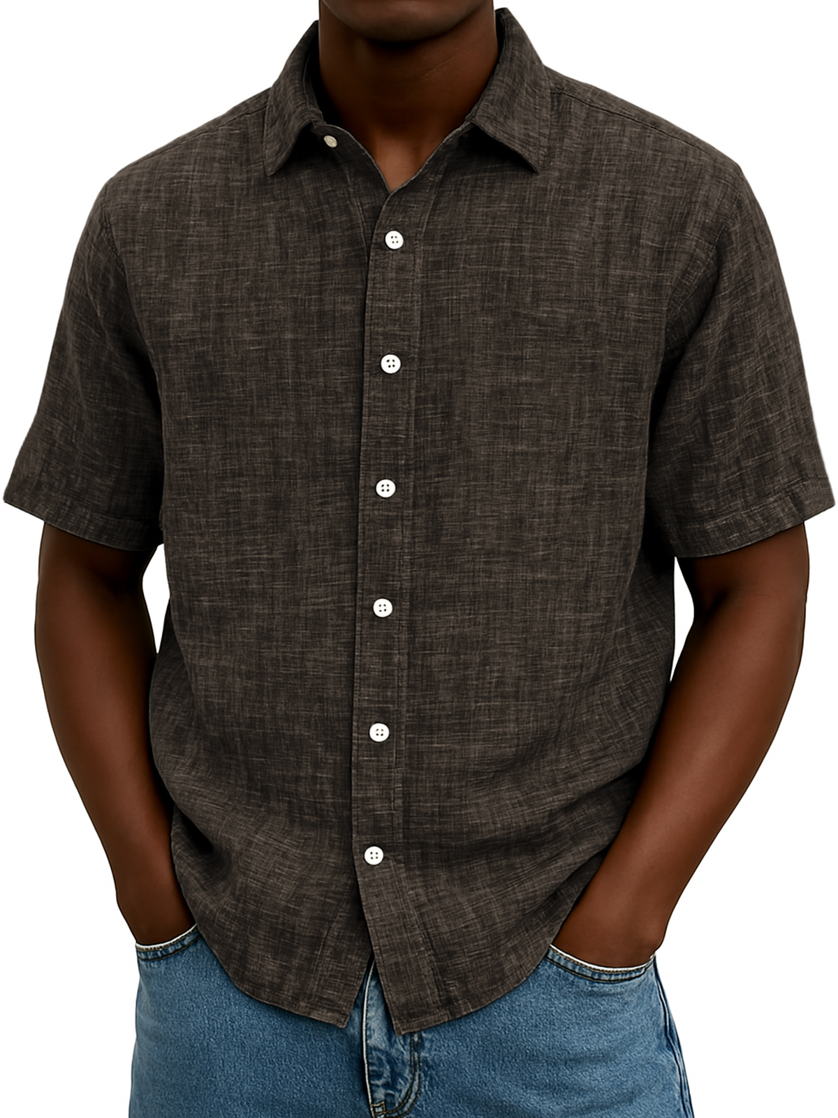 Men's Comfort Linen Loose Everyday Button Short Sleeve Shirt