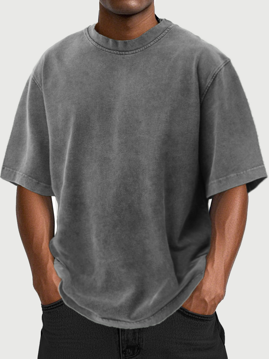 Men's Vintage Washed And Distressed 100% Cotton T-shirt