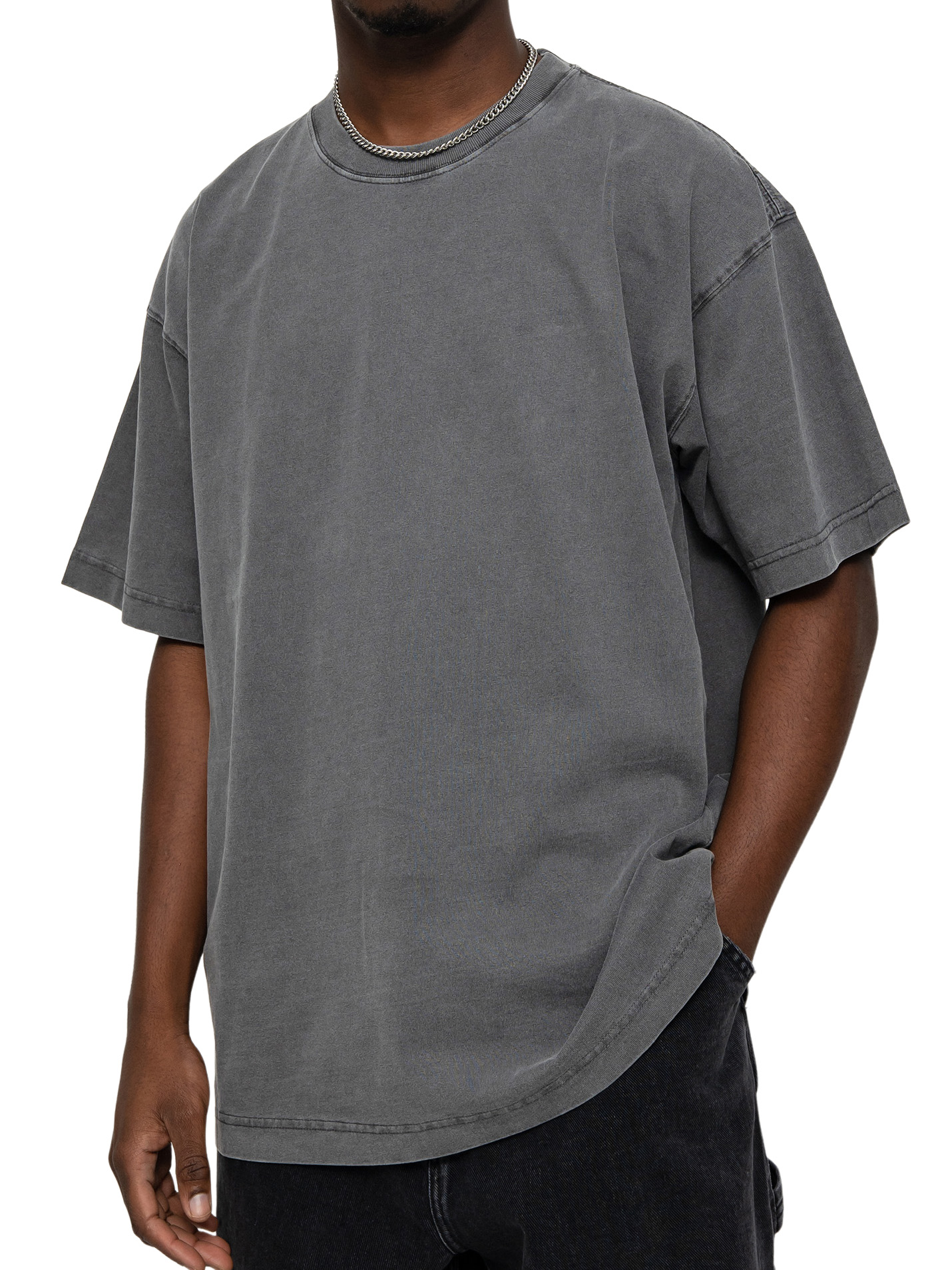 Men's 100% Cotton Vintage Washed Water Distressed Casual Round Neck T-shirt