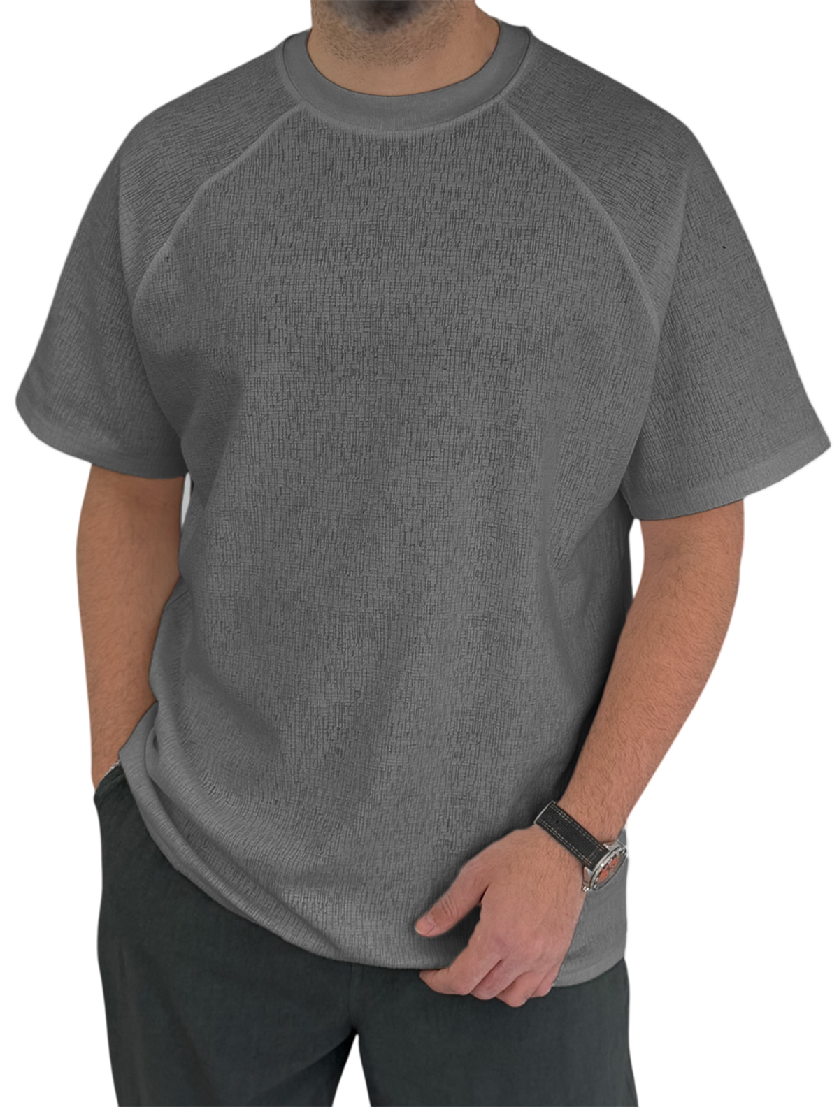 Men's Wrinkles Raglan Sleeve Daily Casual Short Sleeve T-shirt