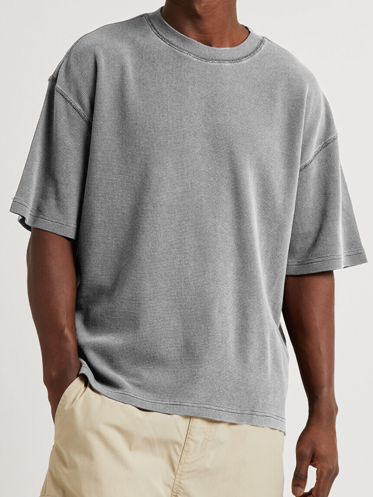 Men's Waffle Distressed Casual T-Shirt