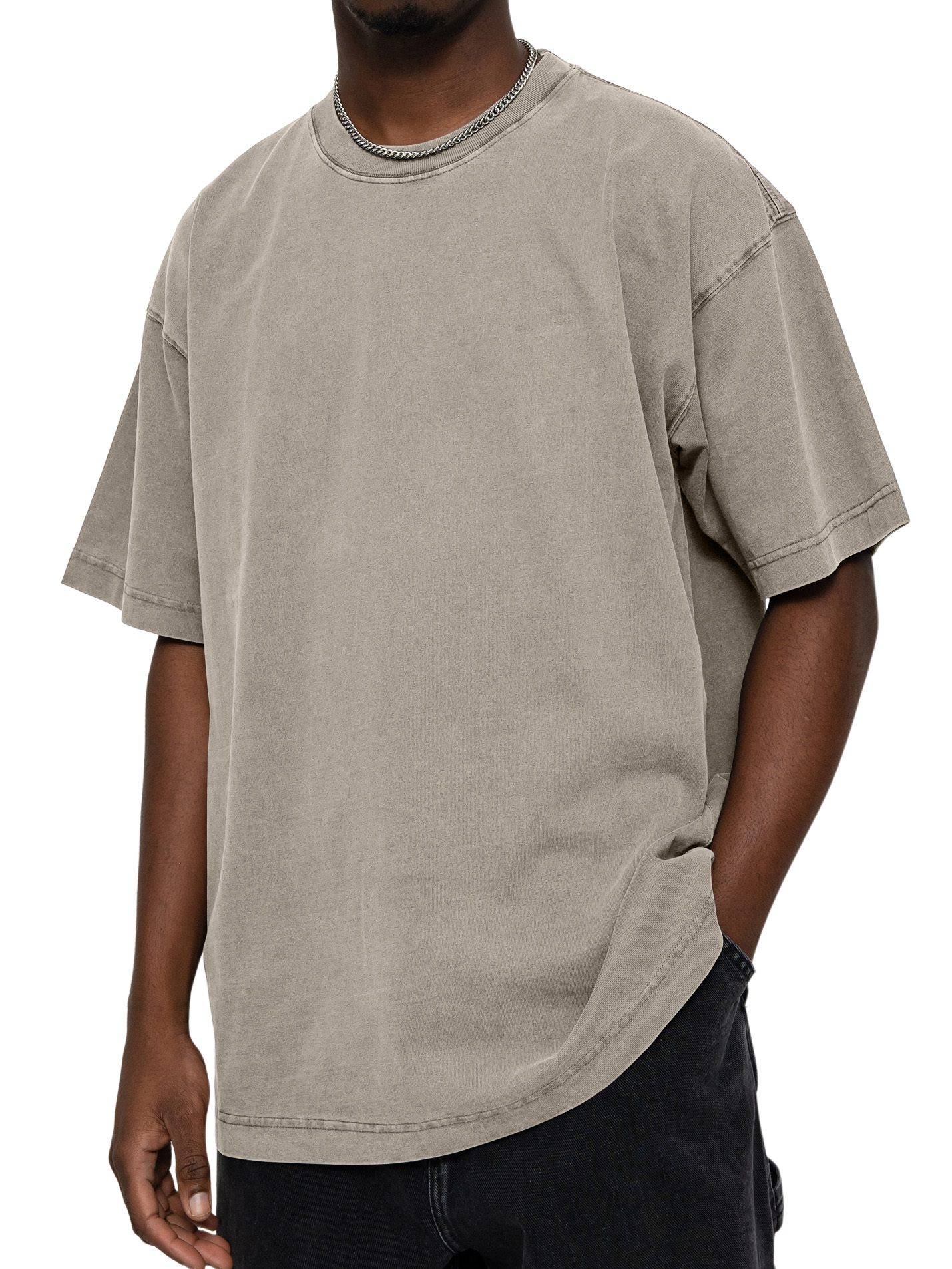 Men's 100% Cotton Vintage Washed Water Distressed Casual Round Neck T-shirt