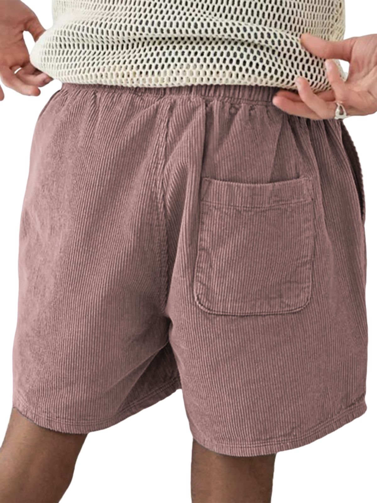 Men's Stylish Corduroy Utility Pocket Lace-up Drawstring Casual Shorts