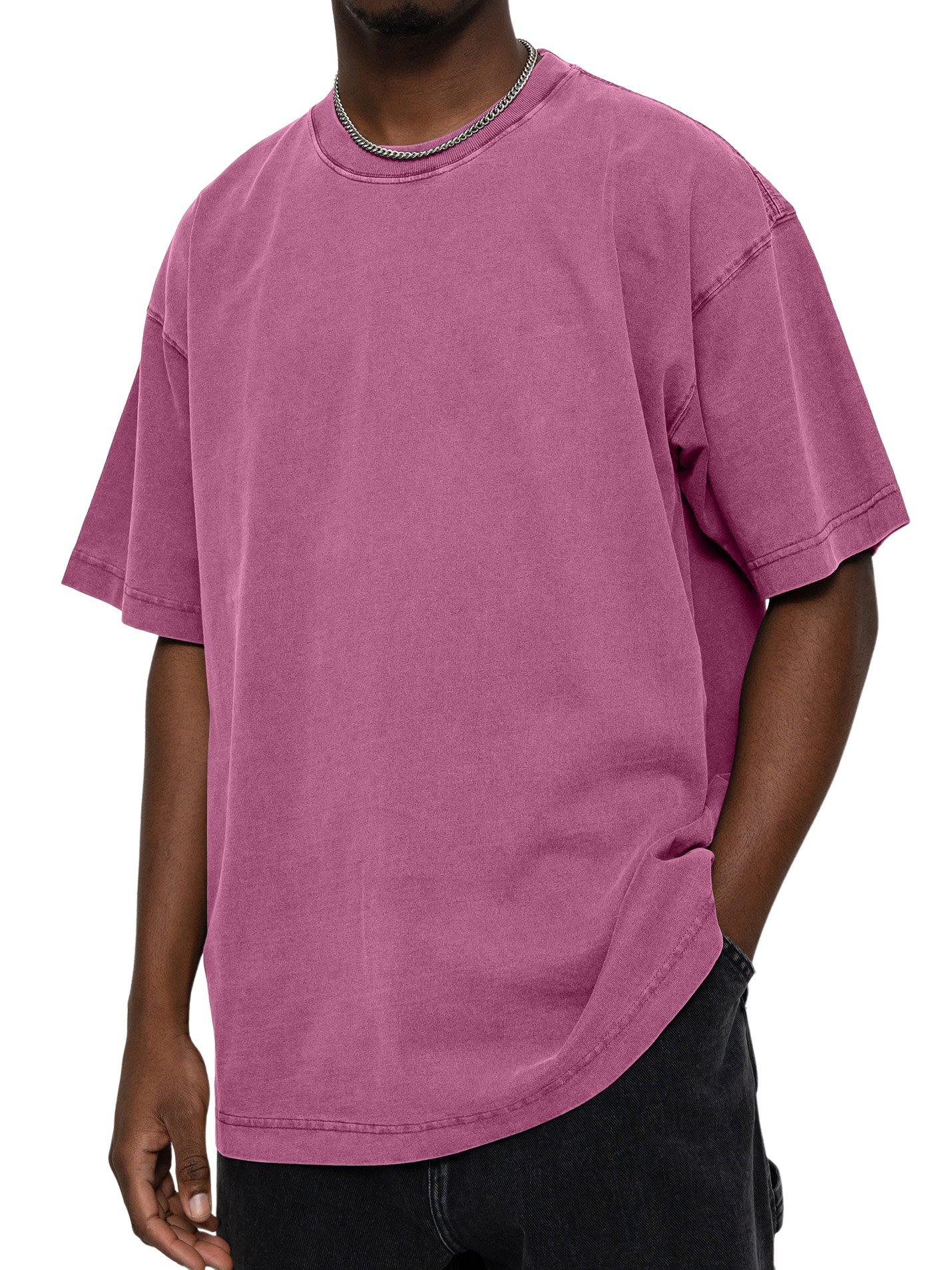 Men's 100% Cotton Vintage Washed Water Distressed Casual Round Neck T-shirt