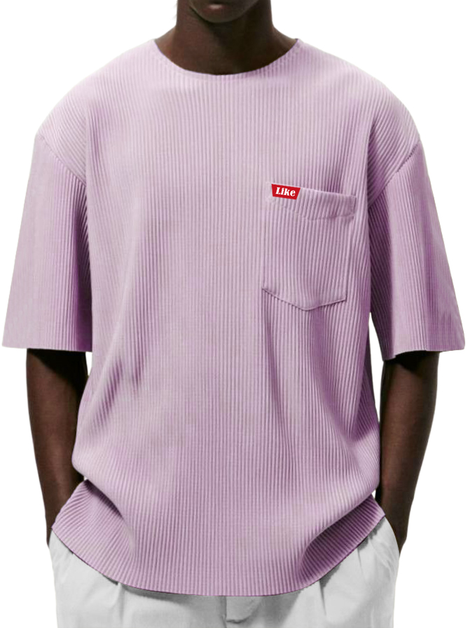 Men's Textured Striped Pocket Fashion Casual Short-sleeved T-shirt