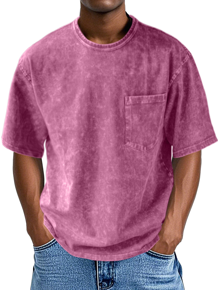 Men's Vintage Washed And Distressed 100% Cotton Pocket T-shirt