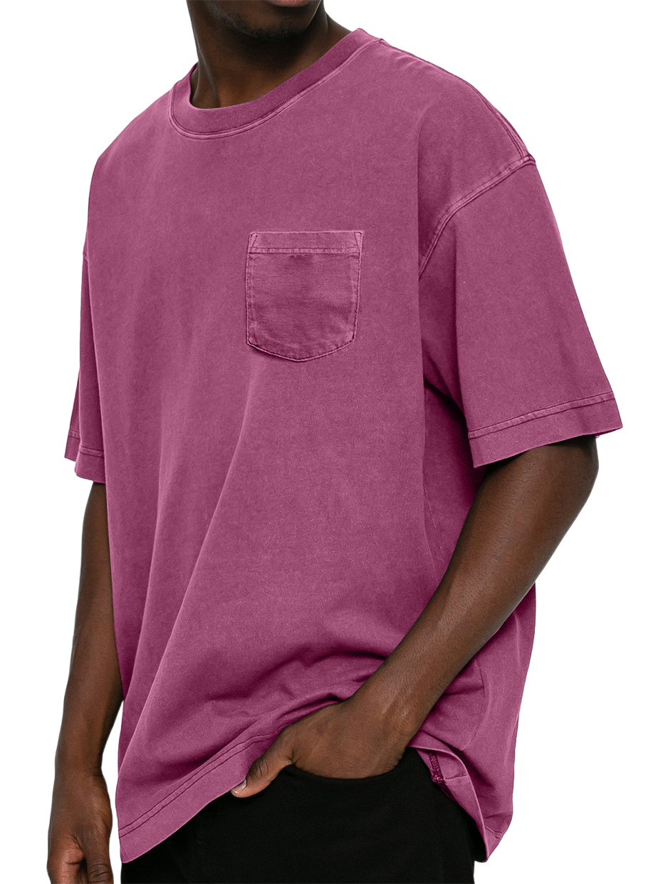 Men's Retro Distressed Washed Pocket Short-sleeved T-shirt