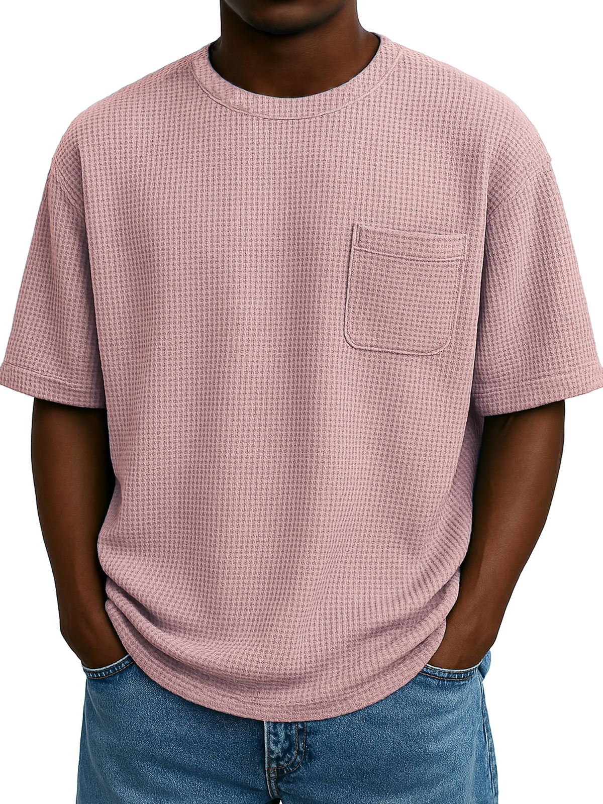 Men's Comfortable Waffle Casual Everyday T-Shirt With Chest Pocket