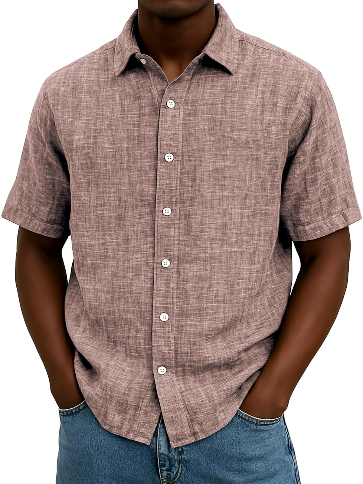 Men's Comfort Linen Loose Everyday Button Short Sleeve Shirt