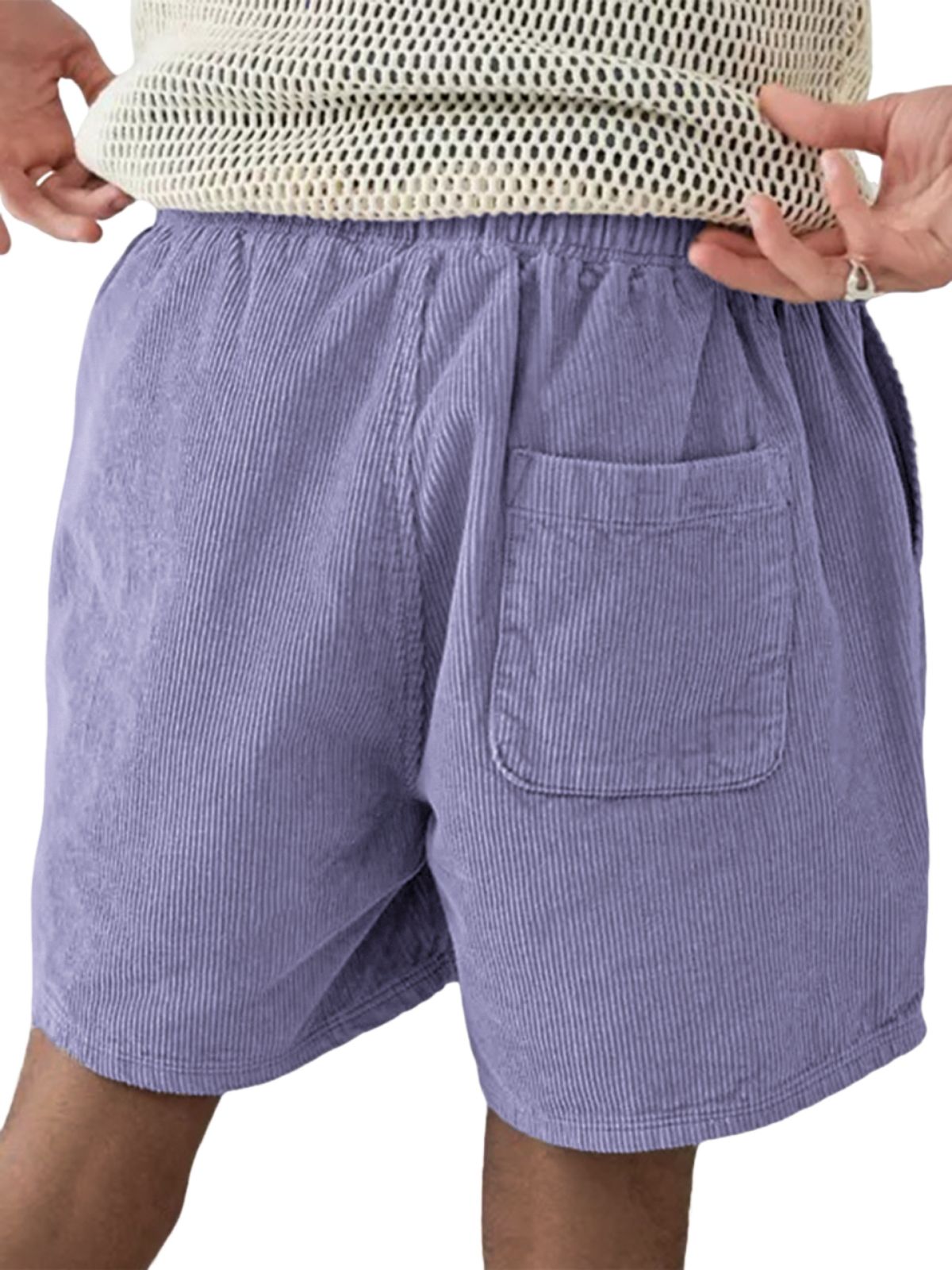 Men's Stylish Corduroy Utility Pocket Lace-up Drawstring Casual Shorts