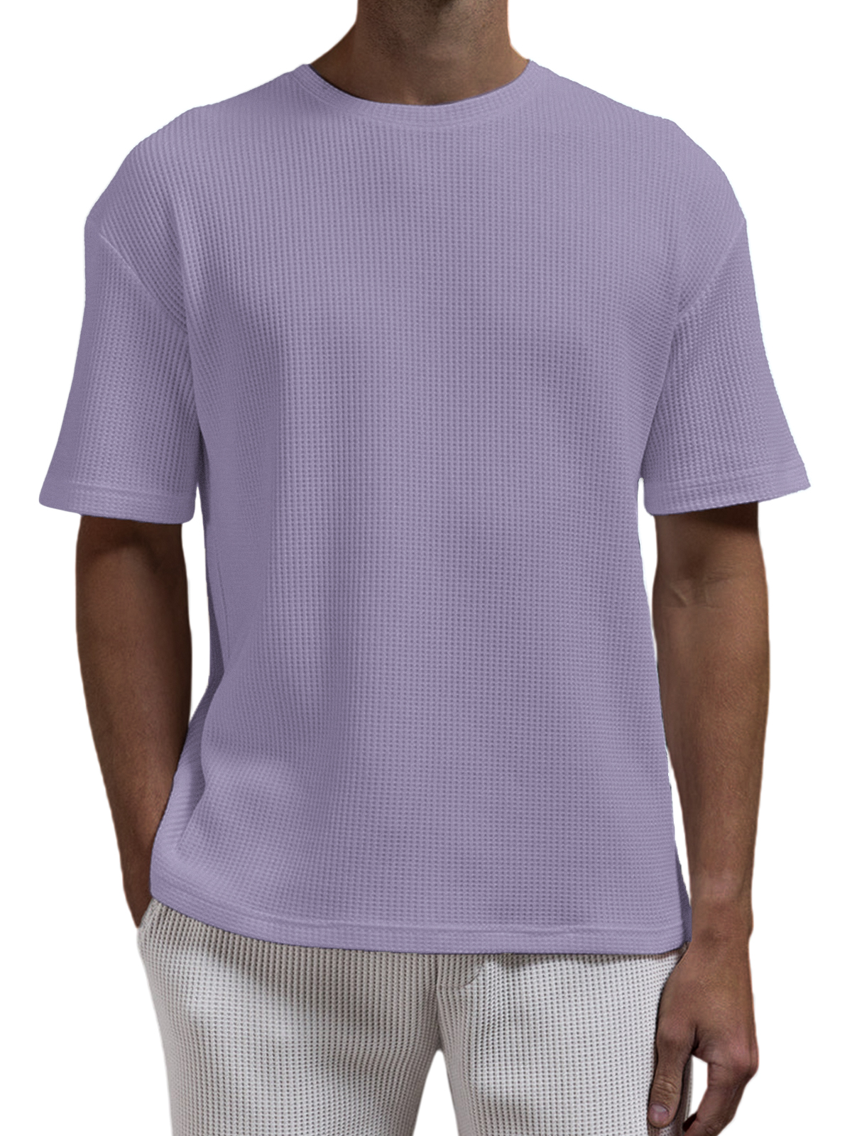 Men's Waffle Texture Simple Casual Pullover Short-sleeved T-shirt