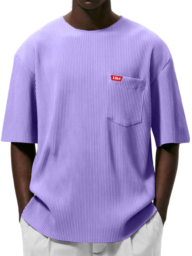 Men's Textured Striped Pocket Fashion Casual Short-sleeved T-shirt