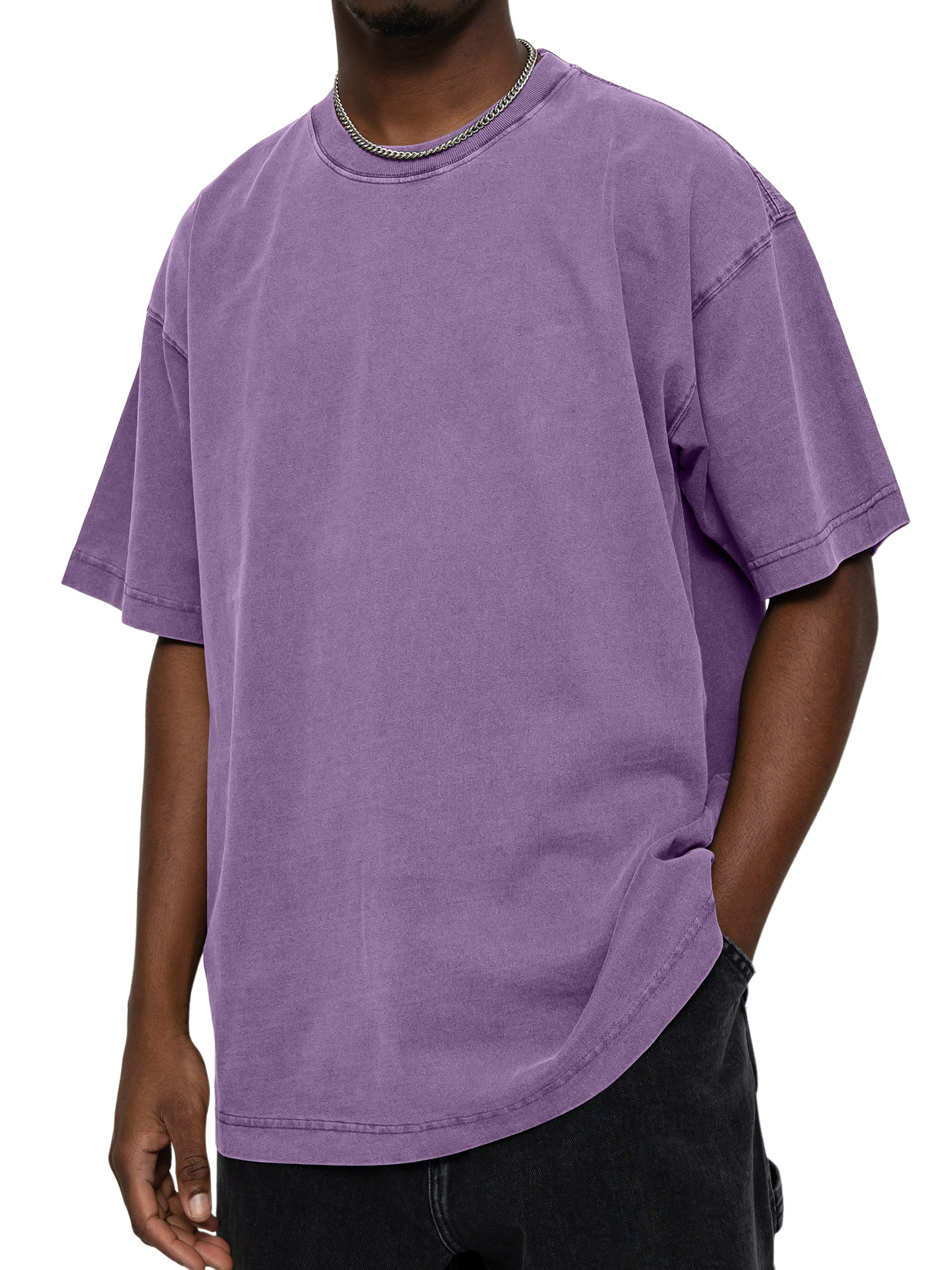 Men's 100% Cotton Vintage Washed Water Distressed Casual Round Neck T-shirt