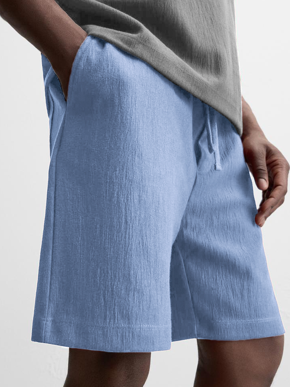 Men's Texture Crinkled Daily Casual Shorts Drawstring Elastic Waist Shorts