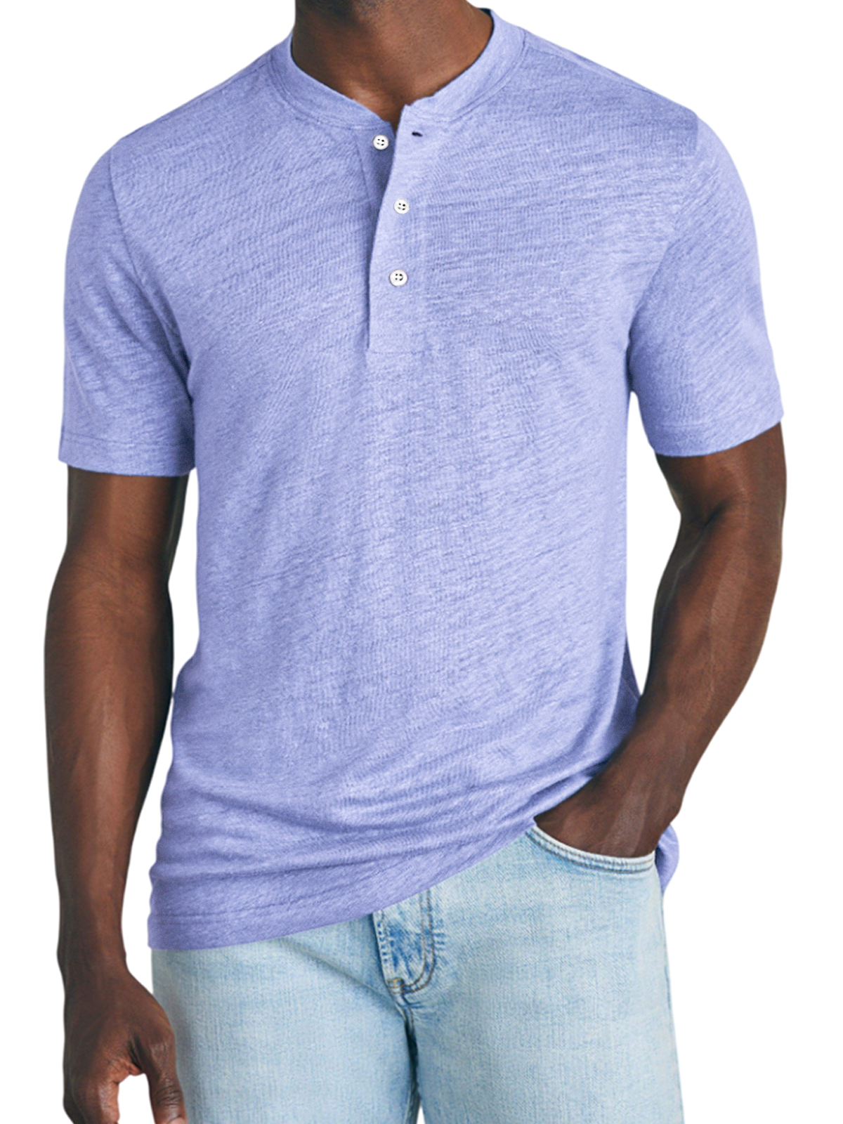 Men's Breathable Lightweight Slub Cotton Casual Basic Henley Short Sleeve T-Shirt Top