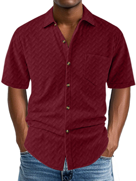 Men's Textured Comfortable Casual Loose Versatile Short-sleeved Shirt