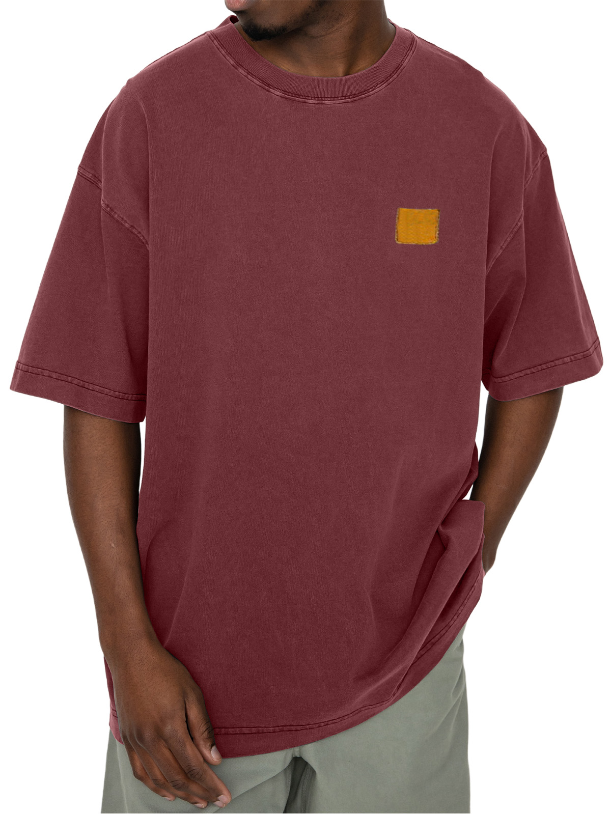 Men's 100% Cotton Vintage Washed Distressed Logo Loose Everyday Short-sleeved T-shirt