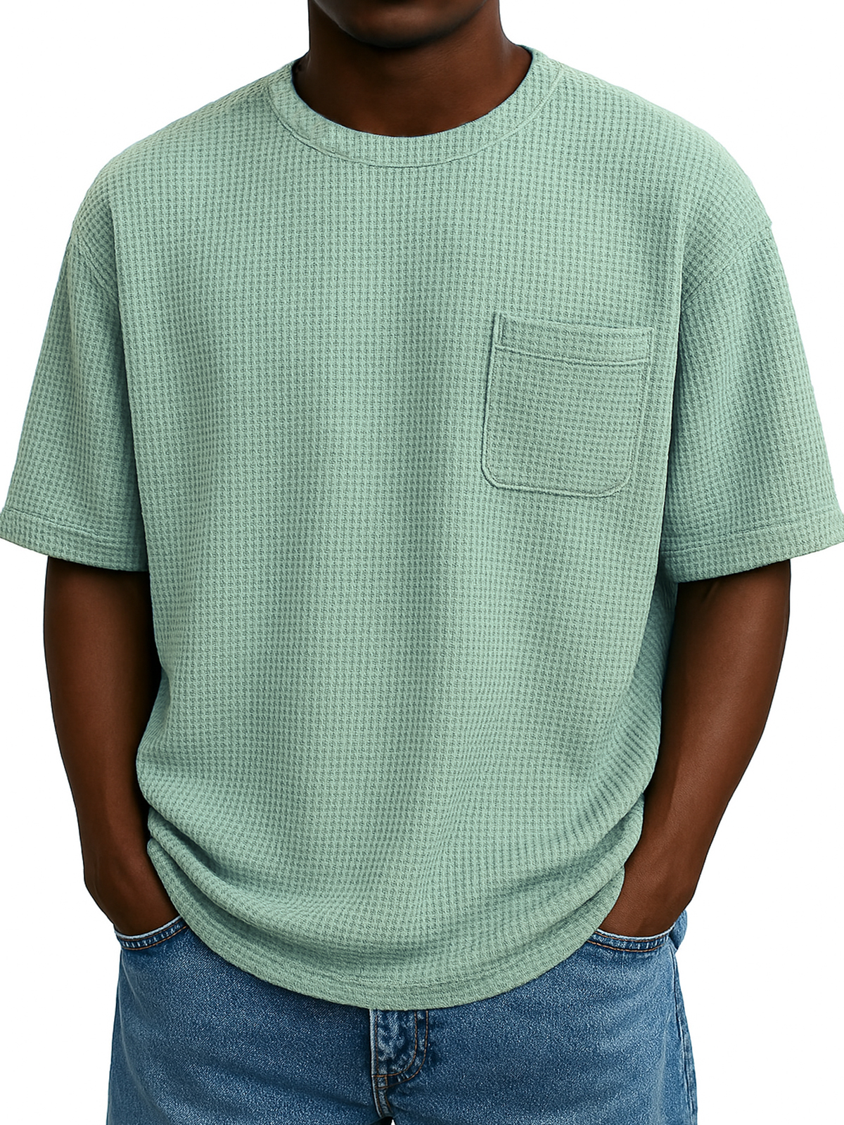 Men's Comfortable Waffle Casual Everyday T-Shirt With Chest Pocket
