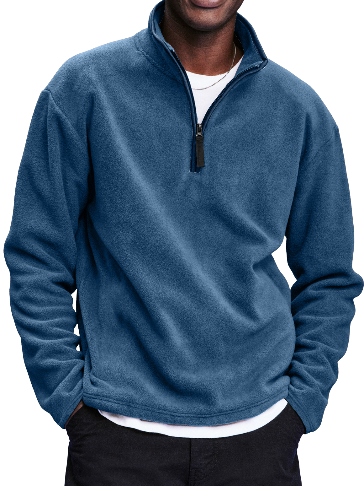 Men's Retro Polar Fleece Quarter Zip Stand Collar Casual Sweatshirt