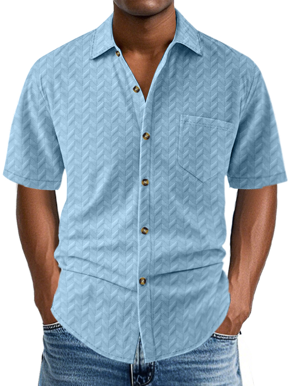 Men's Textured Comfortable Casual Loose Versatile Short-sleeved Shirt