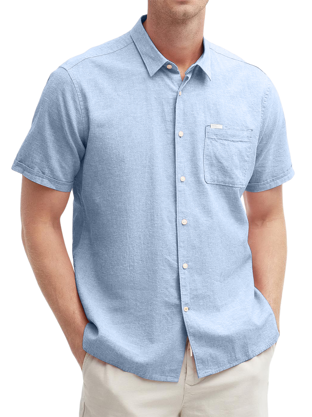 Men's Textured Pocket Casual Short-sleeved Shirt