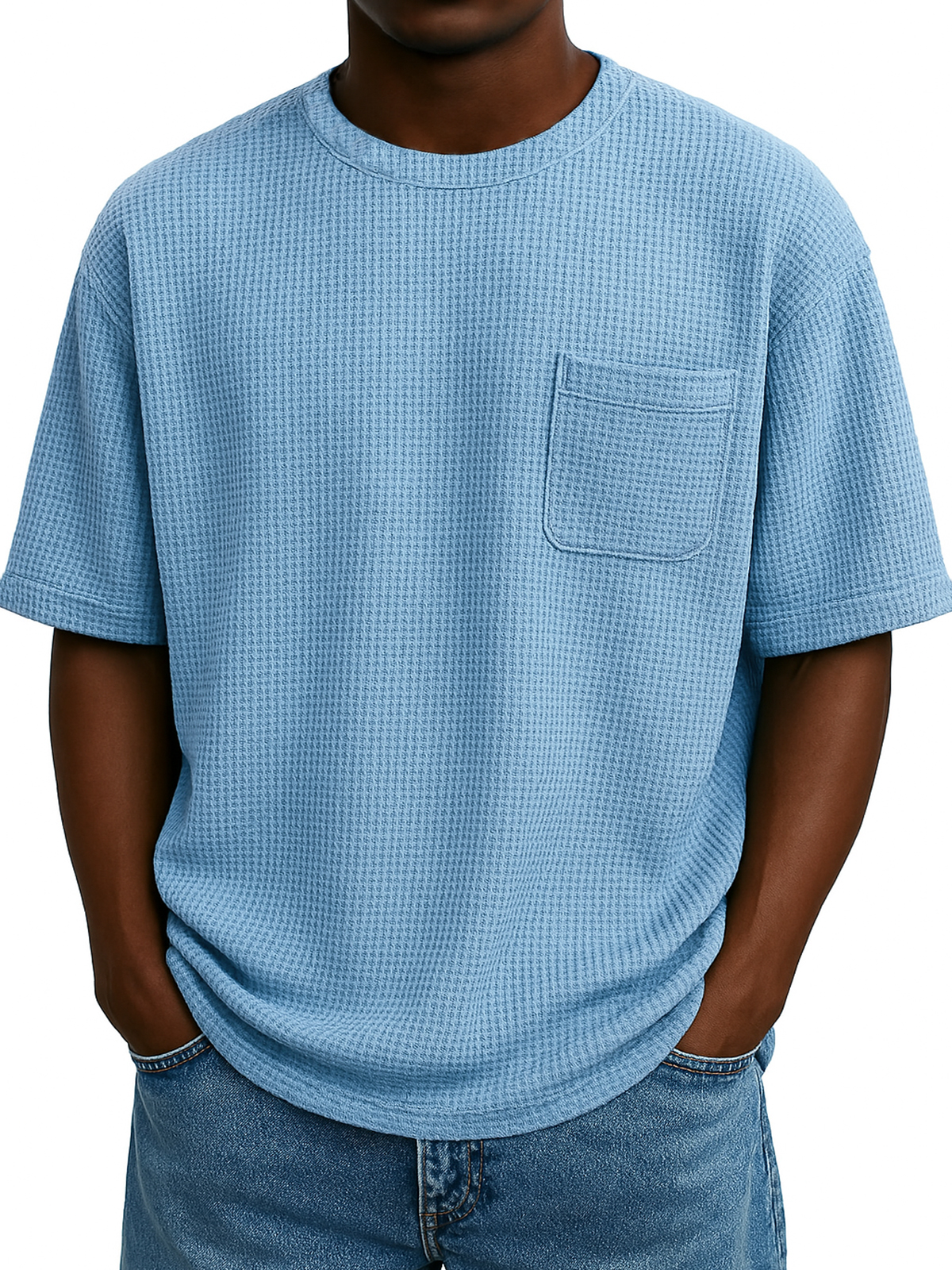Men's Comfortable Waffle Casual Everyday T-Shirt With Chest Pocket
